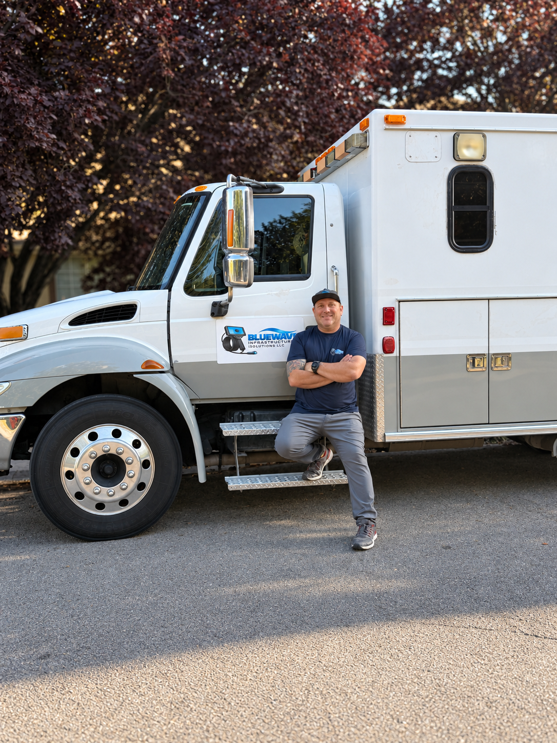 Bluewave technician with the company service truck ready to respond in Orem